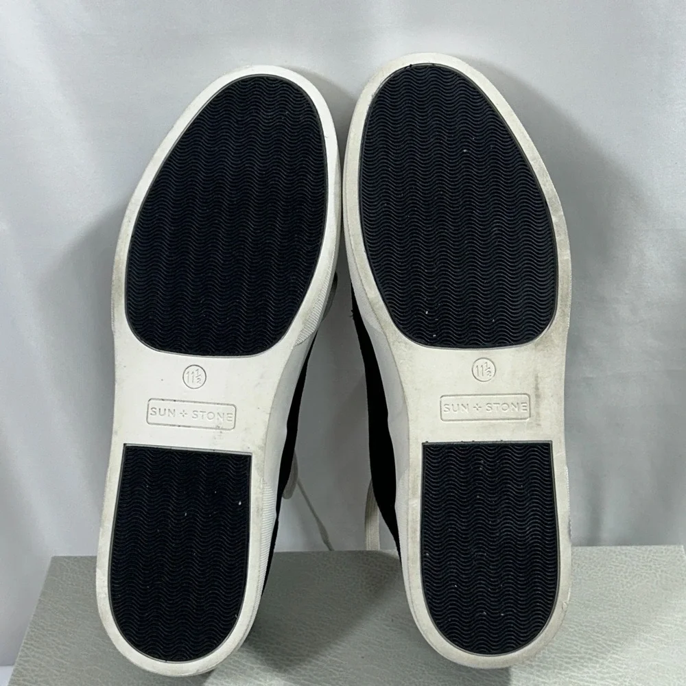 SUN STONE Sneakers Shoes Men's US 11.5 M Black Cushioned Kiva Round Lace-Up‎